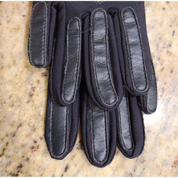 Vintage One Size Fits All Black Nylon Leather Stretch 8" Driving Gloves New?? - Picture 5 of 15